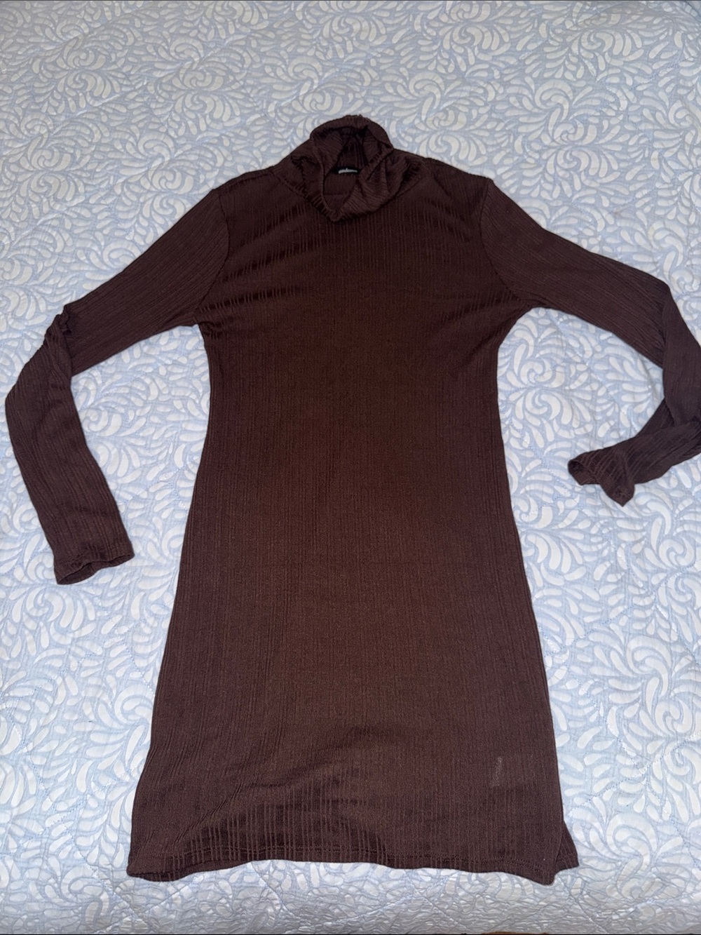 Ambiance Brown Ribbed Midi Dress